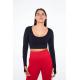 Uzun Kollu Parmak Geçirme Detaylı Spor Crop Top