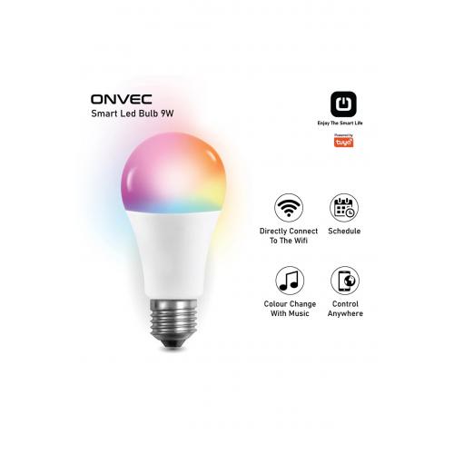 ONVEC Ampul 2GEN TUYA WiFi+BLUETOOTH DESTEKLİ 9W RGB AKILLI