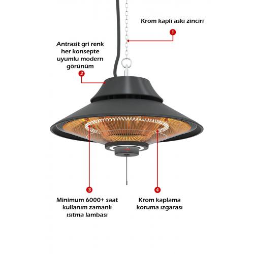 Elirg Light 2000w Karbon Infrared Elektrikli Tavan Isıtıcısı