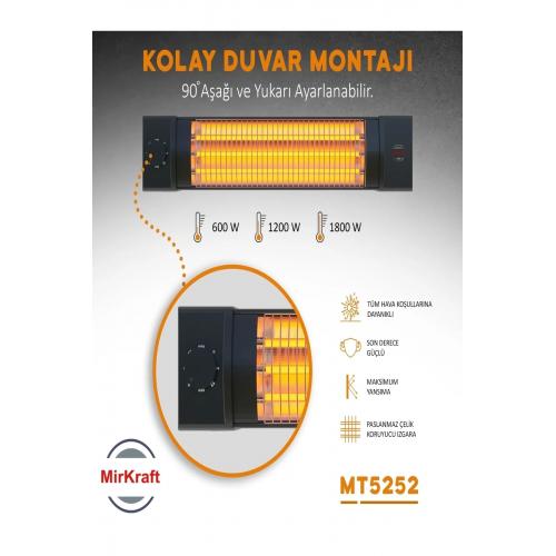 MT-5252 1800 watt 3 Kademe Quartz Elektrikli Isıtıcı…