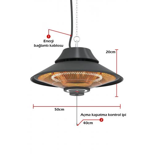 Elirg Light 2000w Karbon Infrared Elektrikli Tavan Isıtıcısı