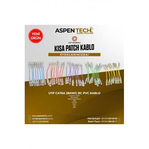 CCVTPORTALİ KISA PATCH UTP CAT6A 28AWG BC PVC Kablo (Uzunluk: 0.15M) 50 Li Paket