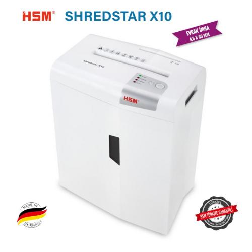 HSM SHREDSTAR X10 Evrak İmha Makinesi / Kağıt Kırpma Makinesi - CD İmha Makinesi - Çapraz / konfeti kesim-4,5x30 mm - 20lt