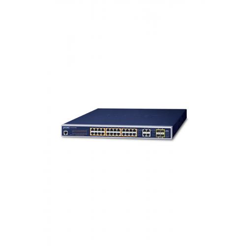 IPv6/IPv4, 24-Port Managed 802.3at POE+ Gigabit Ethernet Switch + 4-Port Gigabit Combo TP/SFP (220W)