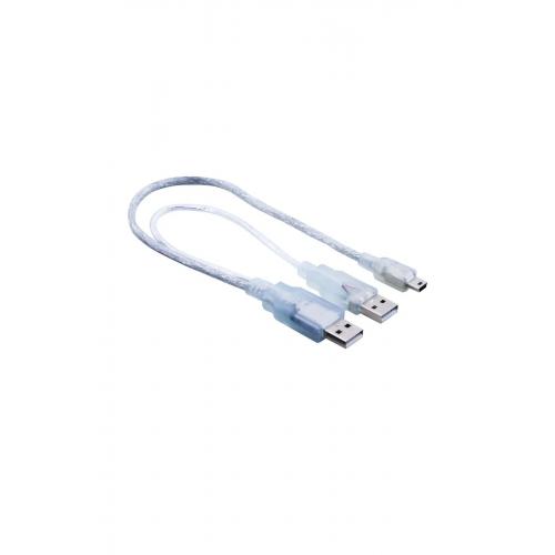 USB 2.0v 2xA Erkek - Mini 5 Pin Kablo 1m