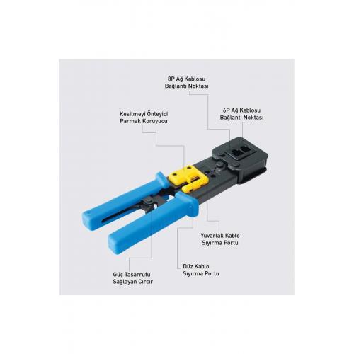 6P/6C - 8P/8C EZ Snap in Modular Plug Sıkma Pensesi