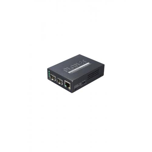 1-Port 10/100/1000Base-T - 2-Port Gigabit SFP Switch Media Converter