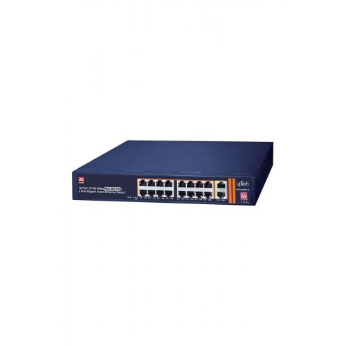 16 Ports 10/100M PoE Switch With 2 Gigabit Uplink ,IEEE802.3AF/AT,250W