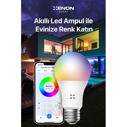 Akıllı Led Ampul 16 Milyon Renk Seçeneği, Sesli Kontrol, Wi-fi + Bluetooth Kontrol