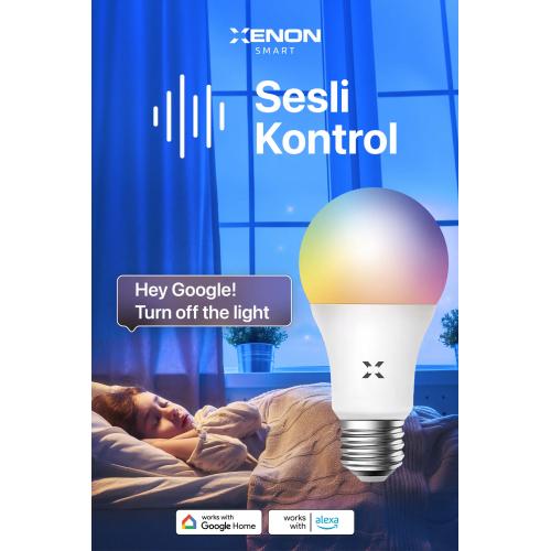 Akıllı Led Ampul, Sesli Kontrol, Wi-fi Bluetooth Kontrol 3 Adet