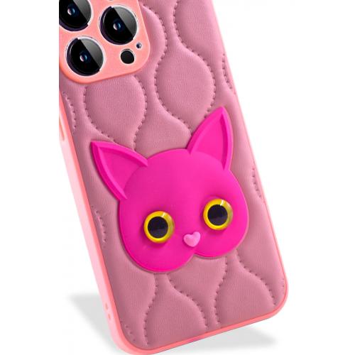 iPhone 13 Pro Max Kedi Emojili Premium Deri Silikon Kılıf