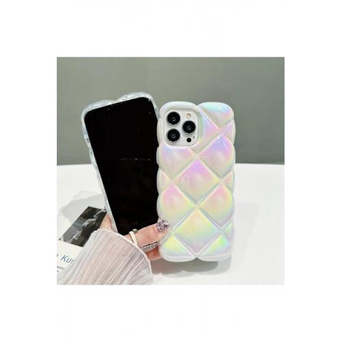 iPhone 14 Pro Kristal Desenli Beyaz Degrade Silikon Kılıf
