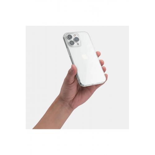 Iphone 15 Pro Mika Sert Premium Silikon Kılıf - Clear White - Arka Yüzeyi Hafif Simli
