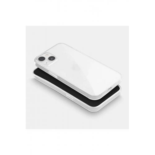 Iphone 15 Mika Sert Premium Silikon Kılıf - Clear White - Arka Yüzeyi Hafif Simli
