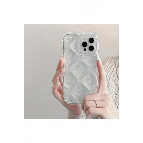 iPhone 14 Pro Kristal Şeffaf Kalp Desenli Silikon Kılıf