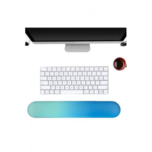 Desenli Ergonomik Mouse Pad Ve Bilek Desteği Set Mavi