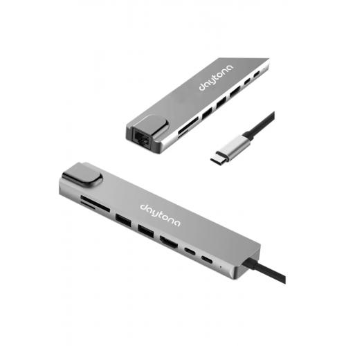 Cf10 8 In 1 Type-c™ To 4k Hdmı 1080p 2*type-c 2*usb 3.0 Ethernet Lan 2*sd Adaptör