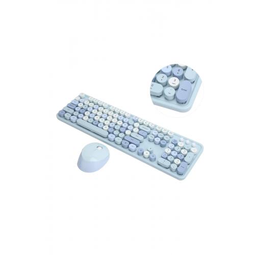 Mofii Sweet 104 tuşlu PC Notebook Macbook Uyumlu Renkli Klavye Mouse Set Mavi