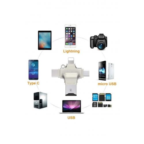 Hc05 Ios Apple Android Type-c Lightning Usb-a Microsd Tf Kart Okuyucu