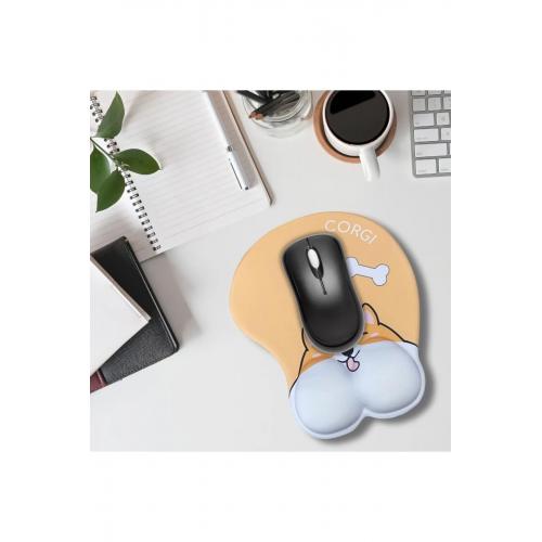 Desenli Ergonomik Desenli Mouse Pad - Turuncu - Corgi