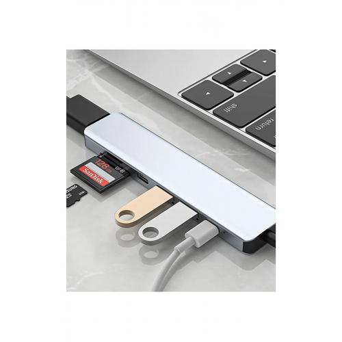 Cf08 Macbook Uyumlu Type-c To 4k 1080p Uhd Hdmı Type-c Pd Şarj 2* Usb3 Çevirici Hub Adaptör