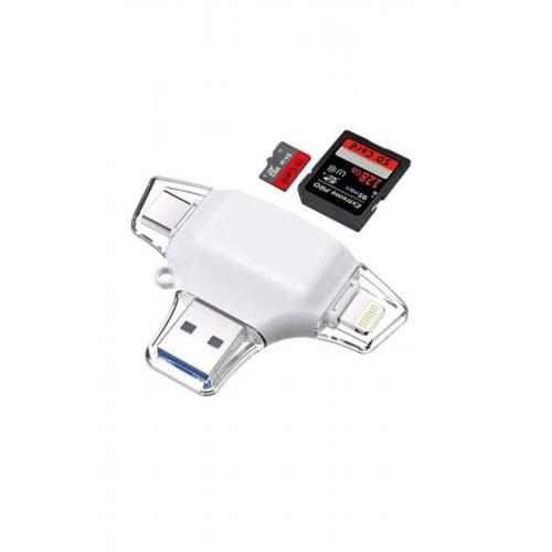 Hc06 Lightning Usb Type-c Micro To Sd Tf Kart Okuyucu Çevirici Hub Adapter