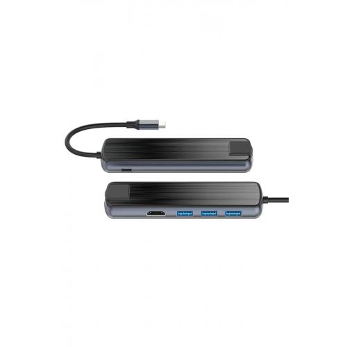 Tc-090 Type-c To 3* Usb 3.0 4k Ultra Hd Hdmı Rj45 Gigabit Ethernet Pd Şarj Çevirici Hub