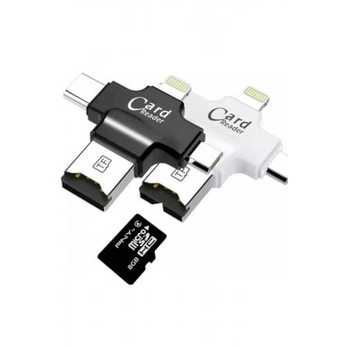 Hc05 Type-c Lightning Usb-a Microsd Kart Okuyucu Adaptör - Siyah