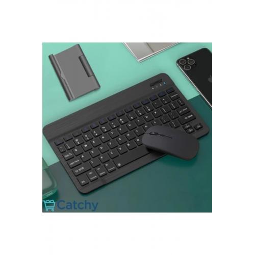 Mk-4 Kablosuz Ergonomik Apple Manyetik Tablet Kılıf Uyumlu Klavye Mouse Kiti(TürkçeQ Klavye)