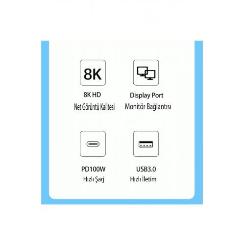 Dp-01 Type-c To Displayport Multifunction 8k 60hz Çevirici Dönüştürücü Aktarıcı Adaptör