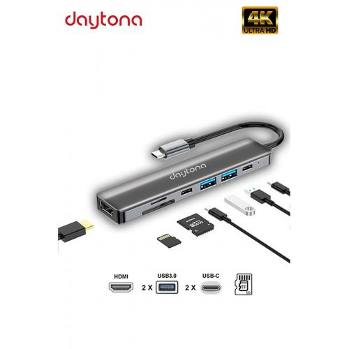 Cf08 Macbook Uyumlu Type-c To 4k 1080p Uhd Hdmı Type-c Pd Şarj 2 Usb3 Çevirici Hub Adaptör