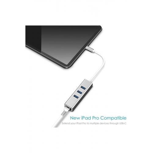 Fc05 Type-c To 3 X 3.0 Usb Rj45 Lan Ethernet Çevirici Macbook Uyumlu