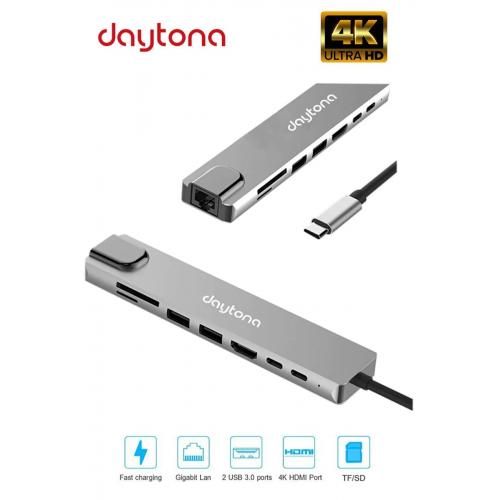 Fc-10 8ın1 Type-c™ To 4k Hdmı 1080p 2*type-c 2*usb 3.0 Ethernet Lan 2*sd Adaptör