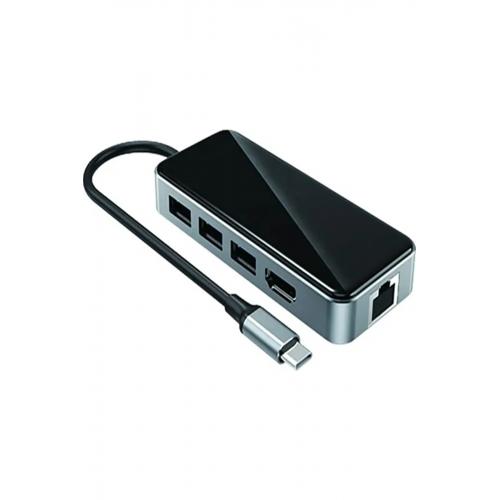 Hc-76 10ın1 Macbook Uyumlu Usb 3.0-type-c-rj45-hdmı-sdkart Çevirici Dönüştürücü Adaptör