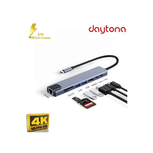 Cf04 Macbook Uyumlu Type-c™ To 4k Hdmı Usb 3.0 Ethernet 8ın1 Çevirici Hub Adaptör