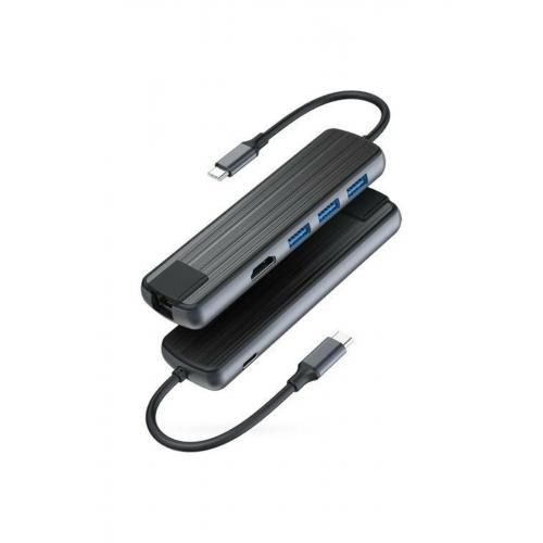 Tc/090 Type-c To 3* Usb 3.0 4k Hd Hdmı Rj45 Gigabit Ethernet Pd Çevirici Hub Adaptör