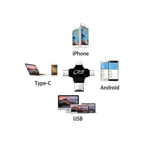 Hc05 Type-c Lightning Usb-a Microsd Kart Okuyucu Adaptör - Siyah