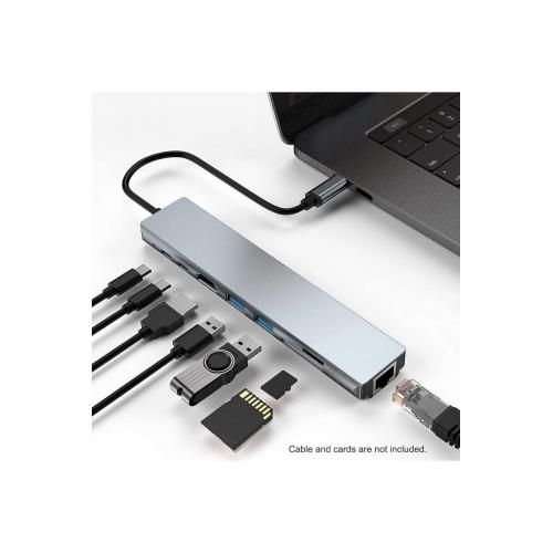 Cf04 Macbook Uyumlu Type-c™ To 4k Hdmı Usb3 Ethernet 8ın1 Çevirici Adaptör