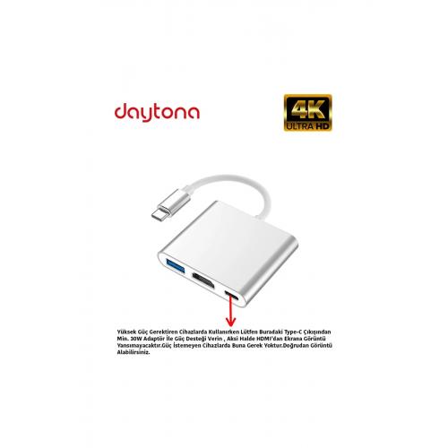 Cf01 Macbook Uyumlu 4k Type C To 3 Portlu Hdmı - Usb - Type-c Çevirici Adaptör