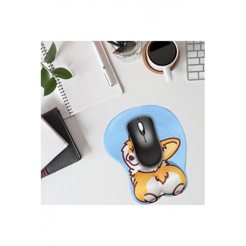 Desenli Ergonomik Desenli Mouse Pad Bej - Dalga Desenli