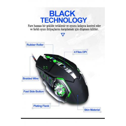 T60 2400 Dpı Rgb Işıklı Usb Profesyonel Kablolu Optik Oyuncu Mouse