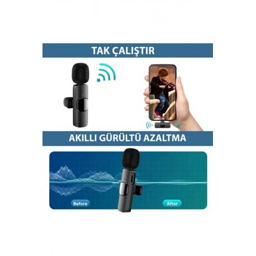 K9t2 Type-c Telefon Için 2'li Yakamikrofon Kablosuz (GİRİŞ:TİP-C ALICI =>ÇIKIŞ:2*MİKROFON)