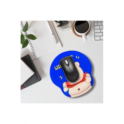 Desenli Ergonomik Desenli Mouse Pad Mavi - Winnie Pooh