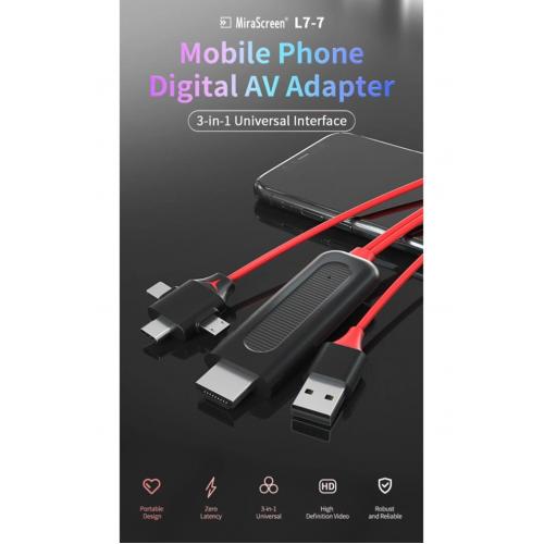 Combo 3in1 Lightning Micro Usb Type-c To Hdmı Ios Android Görüntü Aktarıcı Kablo 1.5m