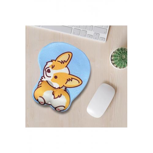 Desenli Ergonomik Desenli Mouse Pad Bej - Dalga Desenli