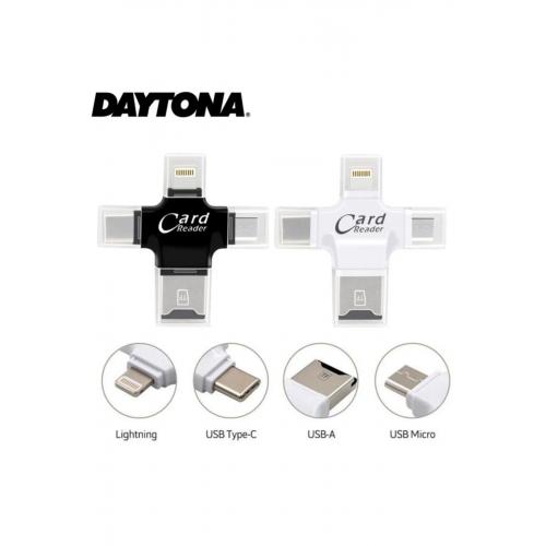 Hc05 4in1 Type-c Lightning Usb-a Microsd Kart Okuyucu Adaptör - Beyaz