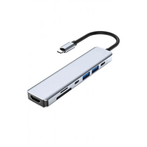 Ch-13c Type-c To 2* Usb 3.0 Sd Tf 4k Hd 1080p Hdmı Pd Kart Okuyucu Çevirici Hub