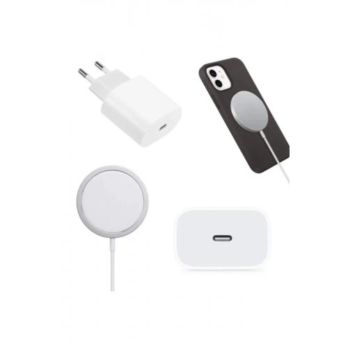 Iphone 11-12-13-14 Pro Promax Uyumlu Kablosuz Wireless Şarj Ve 20w Adaptör Seti