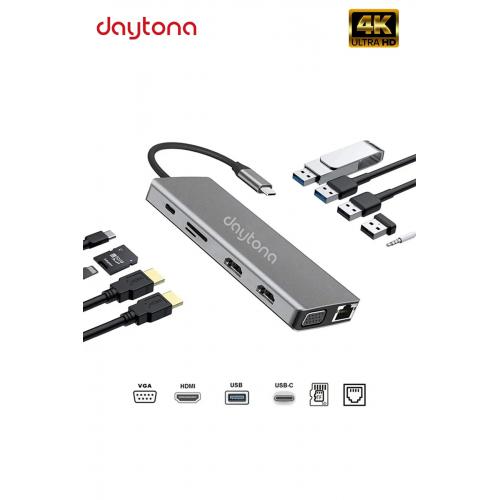 Mst12-k Macbook Uyumlu Type-c™ Usb-c To 2* Usb3.0-2*usb2.0 1000mbps Rj45 Çevirici Hub Adaptör