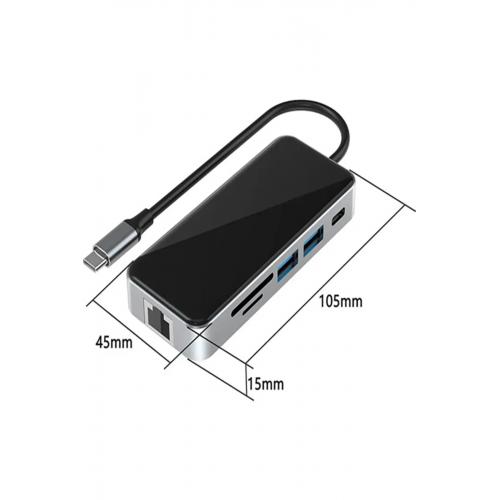 Hc-76 10ın1 Macbook Uyumlu Usb 3.0-type-c-rj45-hdmı-sdkart Çevirici Dönüştürücü Adaptör